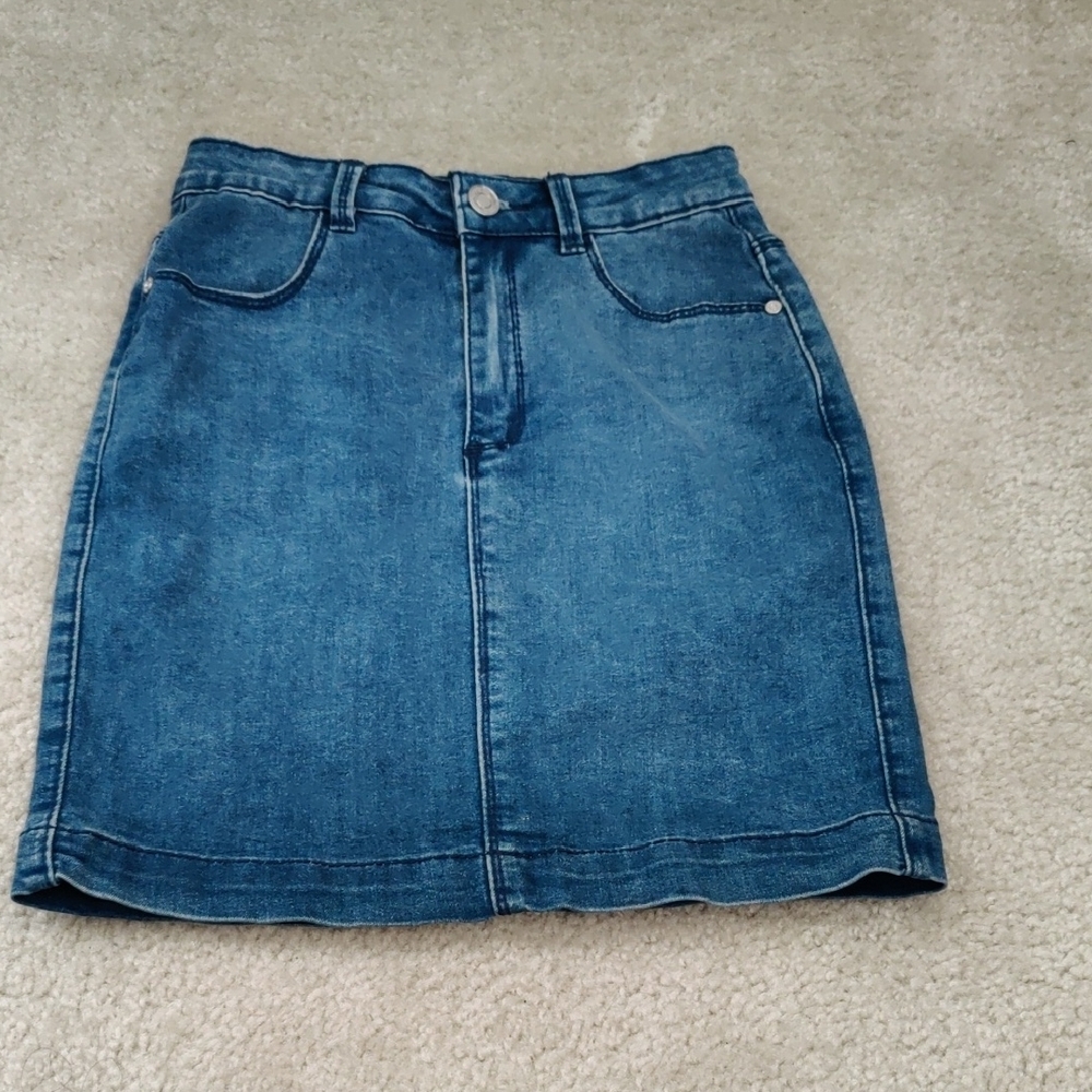 Misguided Junior/Kids Classic Blue Denim Mini Skirt Sz US/0 Y2K Cottagecore Retr